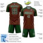 Custom Green Red-White Geometric Arrow Sublimation Soccer Uniform Jersey