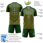 Custom Green Old Gold-White Geometric Arrow Sublimation Soccer Uniform Jersey