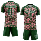 Custom Green Medium Pink-White Geometric Arrow Sublimation Soccer Uniform Jersey