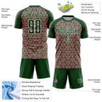 Custom Green Medium Pink-White Geometric Arrow Sublimation Soccer Uniform Jersey