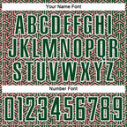 Custom Green Medium Pink-White Geometric Arrow Sublimation Soccer Uniform Jersey