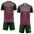 Custom Green Pink-White Geometric Arrow Sublimation Soccer Uniform Jersey