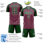 Custom Green Pink-White Geometric Arrow Sublimation Soccer Uniform Jersey