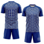 Custom Royal Gray-White Geometric Arrow Sublimation Soccer Uniform Jersey