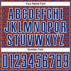 Custom Royal Orange-White Geometric Arrow Sublimation Soccer Uniform Jersey