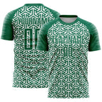 Custom Kelly Green White Geometric Arrow Sublimation Soccer Uniform Jersey
