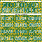 Custom Kelly Green Gold-White Geometric Arrow Sublimation Soccer Uniform Jersey