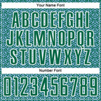 Custom Kelly Green Light Blue-White Geometric Arrow Sublimation Soccer Uniform Jersey