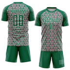 Custom Kelly Green Light Pink-White Geometric Arrow Sublimation Soccer Uniform Jersey