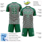 Custom Kelly Green Light Pink-White Geometric Arrow Sublimation Soccer Uniform Jersey