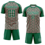Custom Kelly Green Medium Pink-White Geometric Arrow Sublimation Soccer Uniform Jersey
