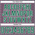 Custom Kelly Green Pink-White Geometric Arrow Sublimation Soccer Uniform Jersey