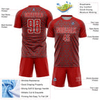 Custom Red Steel Gray-White Geometric Arrow Sublimation Soccer Uniform Jersey