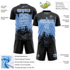 Custom Black Light Blue-White Abstract Splatter Grunge Art Sports Sublimation Soccer Uniform Jersey