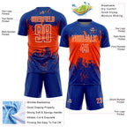 Custom Royal Orange-White Abstract Splatter Grunge Art Sports Sublimation Soccer Uniform Jersey