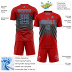 Custom Red Steel Gray-Light Blue Abstract Splatter Grunge Art Sports Sublimation Soccer Uniform Jersey
