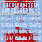 Custom Red Light Blue-White Abstract Splatter Grunge Art Sports Sublimation Soccer Uniform Jersey