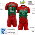 Custom Red Kelly Green-White Abstract Splatter Grunge Art Sports Sublimation Soccer Uniform Jersey