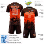 Custom Brown Orange-White Abstract Splatter Grunge Art Sports Sublimation Soccer Uniform Jersey