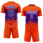 Custom Orange Purple-White Abstract Splatter Grunge Art Sports Sublimation Soccer Uniform Jersey