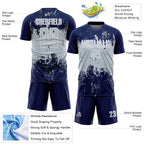 Custom Navy Silver-White Abstract Splatter Grunge Art Sports Sublimation Soccer Uniform Jersey