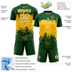 Custom Green Yellow-White Abstract Splatter Grunge Art Sports Sublimation Soccer Uniform Jersey