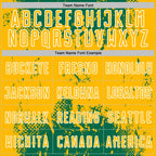 Custom Kelly Green Gold-White Abstract Splatter Grunge Art Sports Sublimation Soccer Uniform Jersey