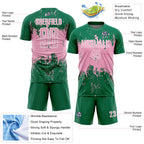 Custom Kelly Green Light Pink-White Abstract Splatter Grunge Art Sports Sublimation Soccer Uniform Jersey