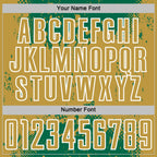 Custom Kelly Green Old Gold-White Abstract Splatter Grunge Art Sports Sublimation Soccer Uniform Jersey