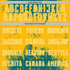 Custom Teal Gold-White Abstract Splatter Grunge Art Sports Sublimation Soccer Uniform Jersey