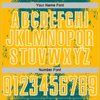 Custom Teal Gold-White Abstract Splatter Grunge Art Sports Sublimation Soccer Uniform Jersey