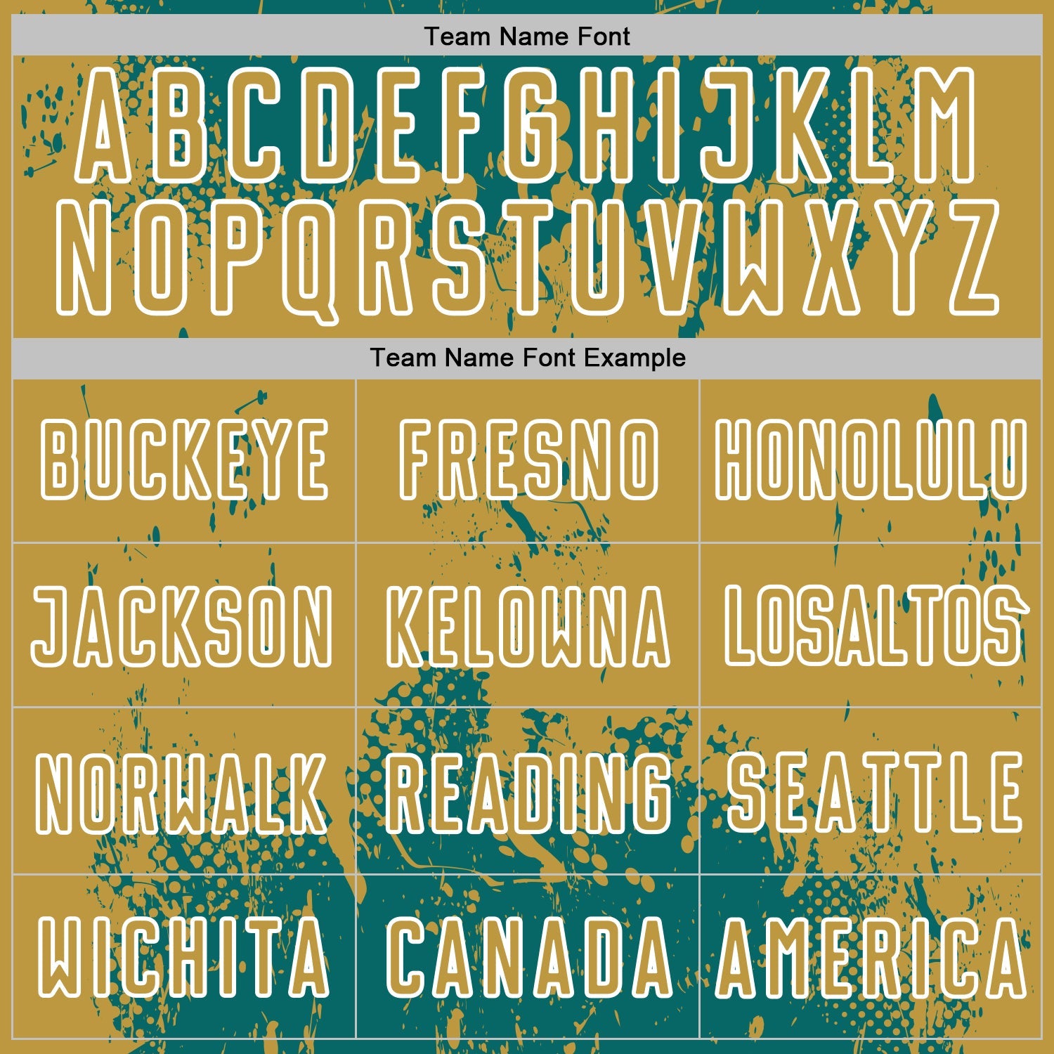 Custom Teal Old Gold-White Abstract Splatter Grunge Art Sports Sublimation Soccer Uniform Jersey