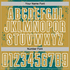 Custom Teal Old Gold-White Abstract Splatter Grunge Art Sports Sublimation Soccer Uniform Jersey