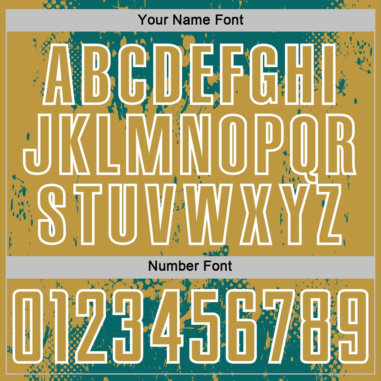 Custom Teal Old Gold-White Abstract Splatter Grunge Art Sports Sublimation Soccer Uniform Jersey