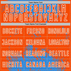 Custom Powder Blue Orange-White Abstract Splatter Grunge Art Sports Sublimation Soccer Uniform Jersey