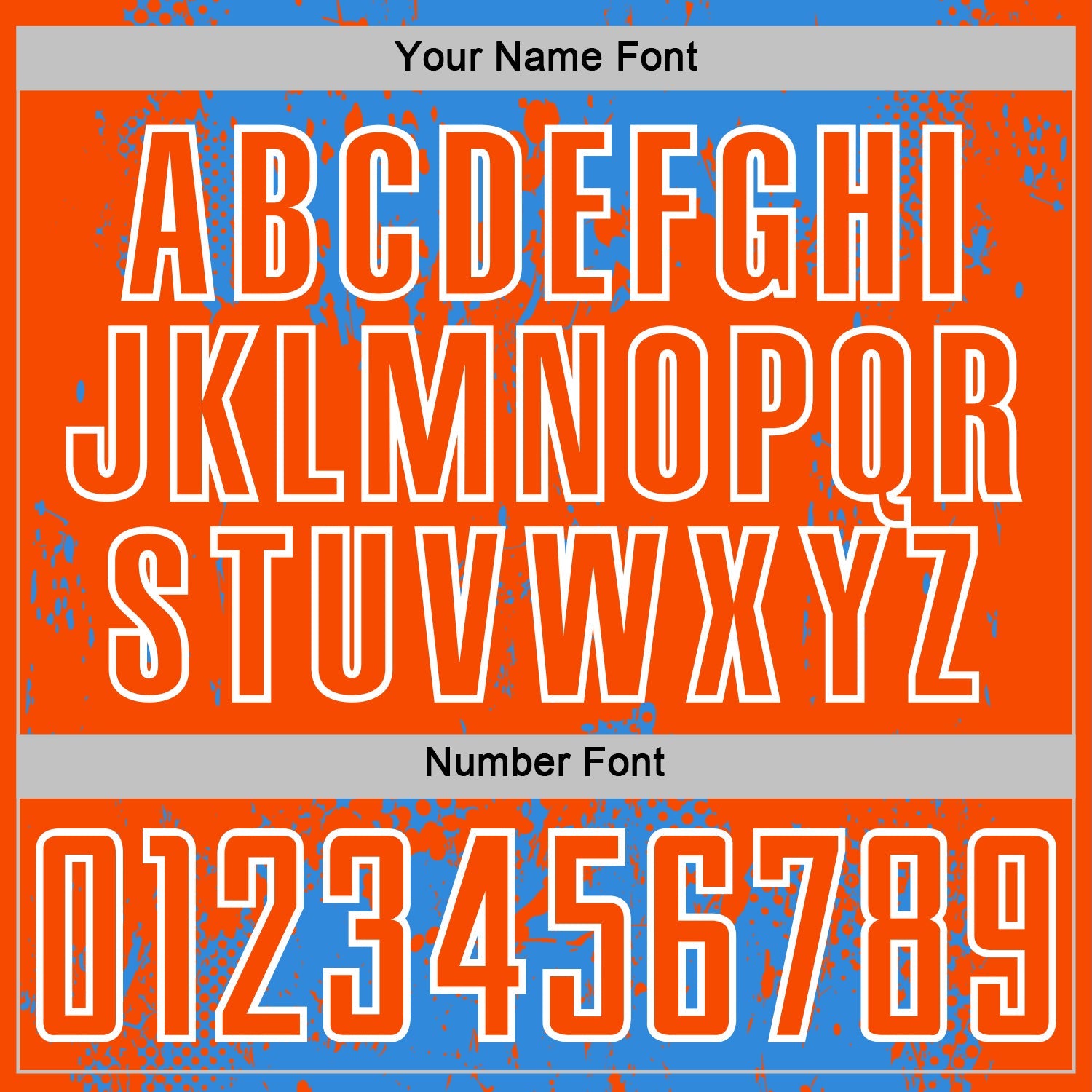 Custom Powder Blue Orange-White Abstract Splatter Grunge Art Sports Sublimation Soccer Uniform Jersey