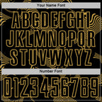 Custom Black Old Gold Curve Lines Sports Sublimation Soccer Uniform Jersey