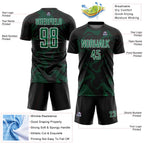 Custom Black Kelly Green-White Curve Lines Sports Sublimation Soccer Uniform Jersey