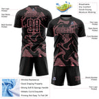 Custom Black Medium Pink Curve Lines Sports Sublimation Soccer Uniform Jersey