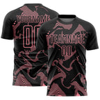 Custom Black Medium Pink Curve Lines Sports Sublimation Soccer Uniform Jersey