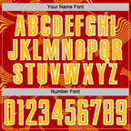 Custom Red Gold-White Curve Lines Sports Sublimation Soccer Uniform Jersey