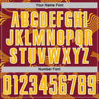 Custom Crimson Gold-White Curve Lines Sports Sublimation Soccer Uniform Jersey