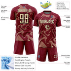 Custom Crimson Cream-Black Curve Lines Sports Sublimation Soccer Uniform Jersey