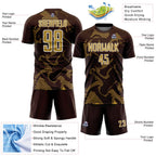 Custom Brown Old Gold-White Curve Lines Sports Sublimation Soccer Uniform Jersey