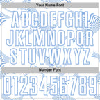 Custom White Light Blue Curve Lines Sports Sublimation Soccer Uniform Jersey