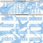 Custom White Powder Blue Curve Lines Sports Sublimation Soccer Uniform Jersey