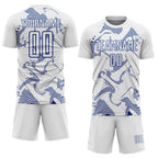 Custom White Royal Curve Lines Sports Sublimation Soccer Uniform Jersey