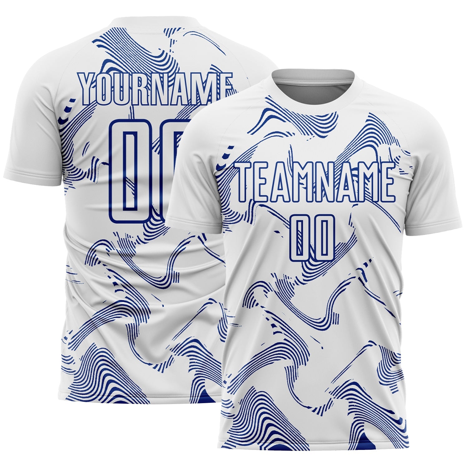 Custom White Royal Curve Lines Sports Sublimation Soccer Uniform Jersey