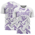 Custom White Purple Curve Lines Sports Sublimation Soccer Uniform Jersey