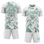 Custom White Kelly Green Curve Lines Sports Sublimation Soccer Uniform Jersey